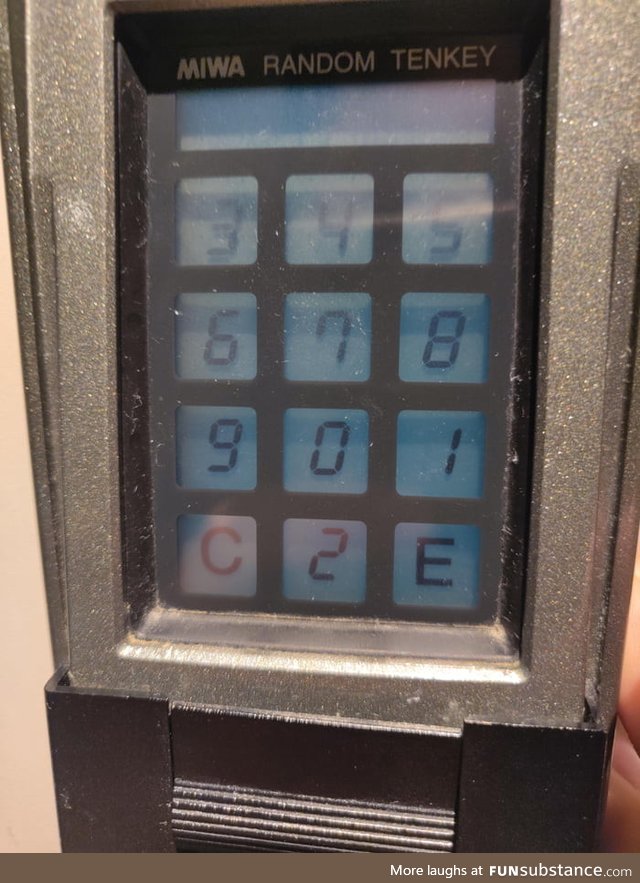 This keypad randomizes the numbers every time so someone doesn't figure out the