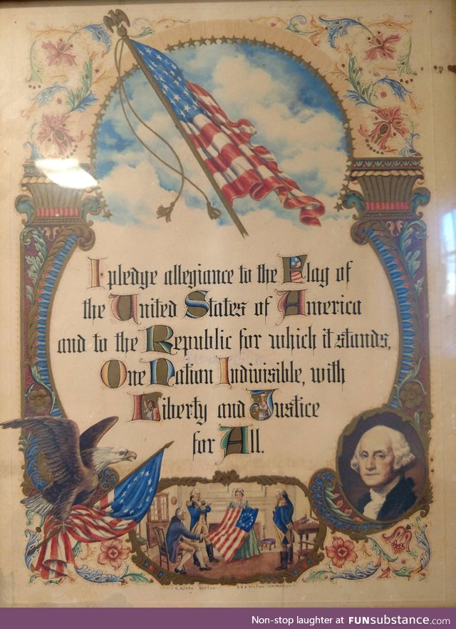 Antique Pledge of Allegiance poster seems to be missing something