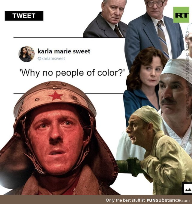 English writer Karla Marie Sweet confused why no POC starred in Cernobyl ?!