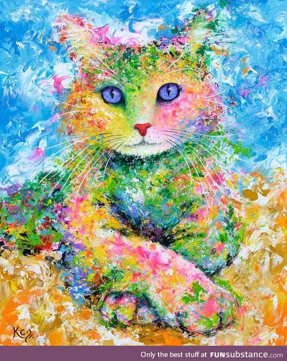 Karma Cat Painting by Krystle Cole