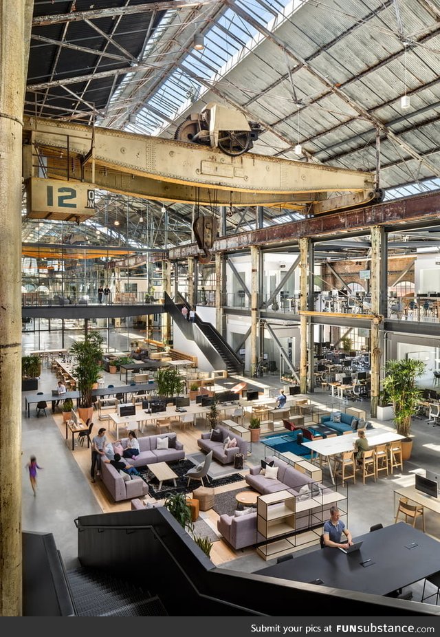 Huge historic warehouse used as a machine shop for naval vessels converted into a