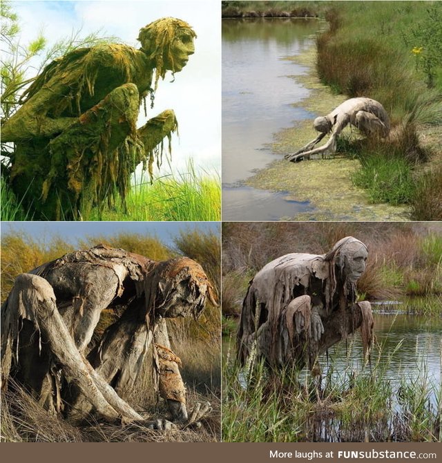 Swamp creatures in a French nature reserve by Sculptor Sophie Prestigiacomo