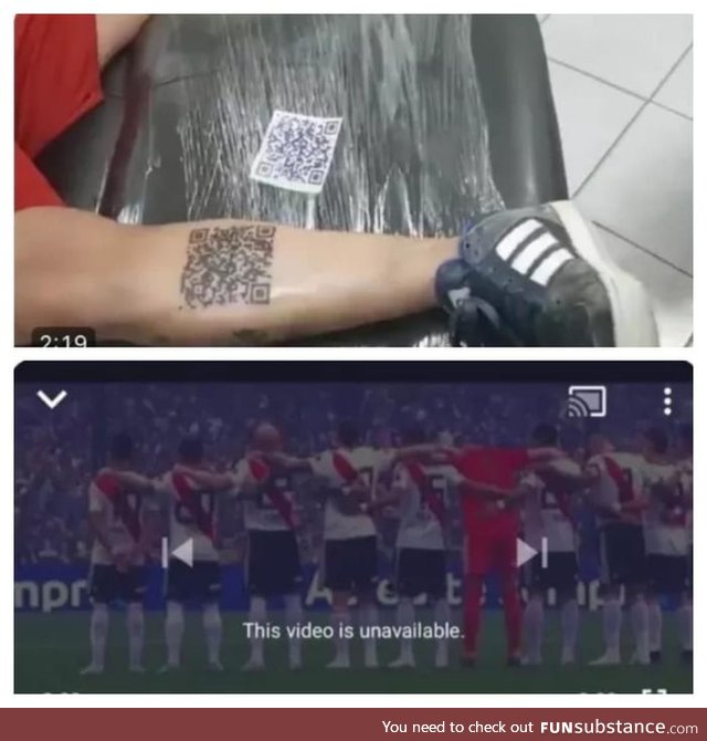 A River Plate fan got a QR code tattoo that links to a video showing the goals in River