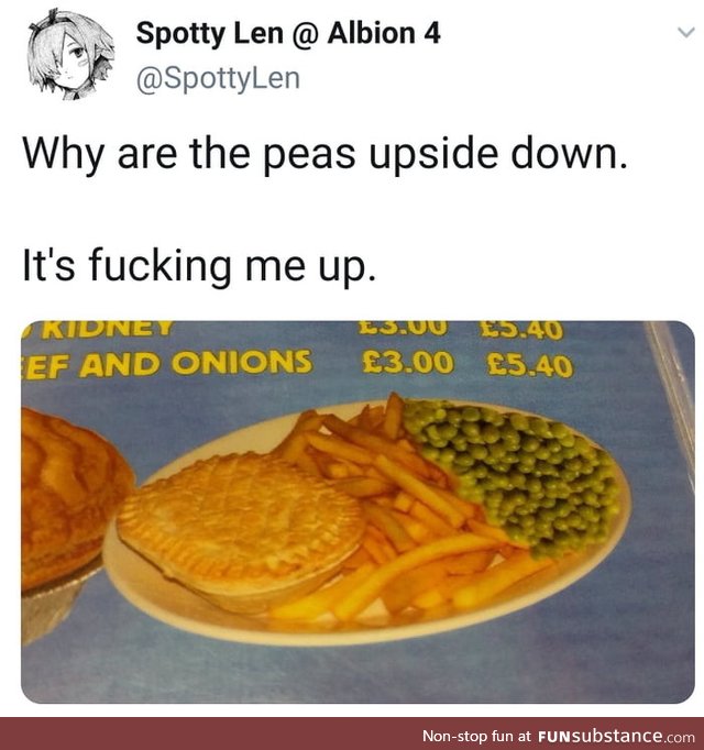 Why are the peas upside down?