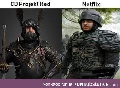 Nilfgaardian armour in the Witcher games vs the show