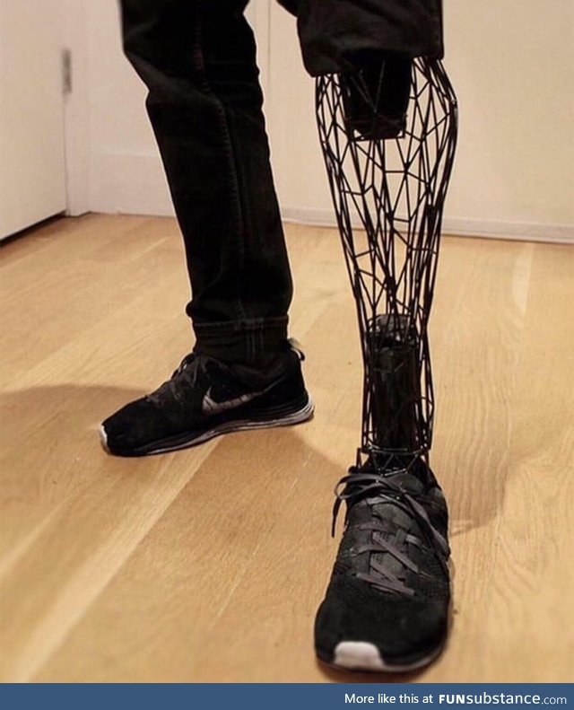 This prosthetic leg made from titanium