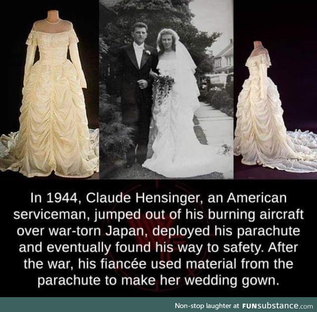 Parachute used for a wedding dress