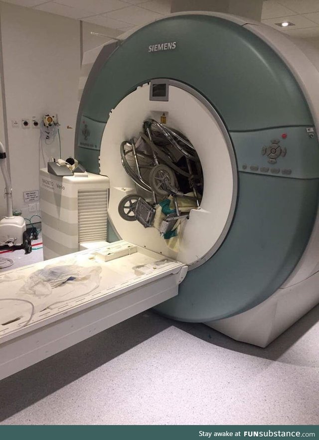 Wheelchair too close to MRI machine