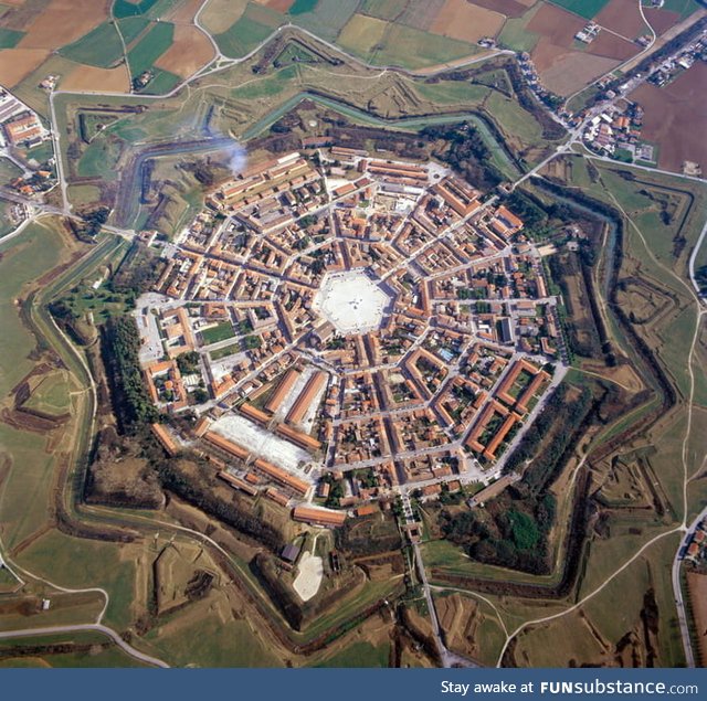How perfectly shaped Palmanova is. (Town in Italy)