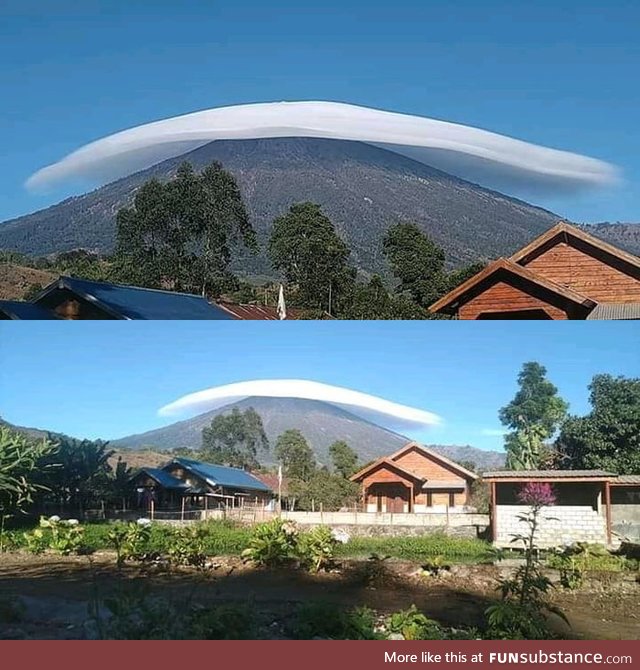 Lenticular Cloud covered up the crater of mount Rinjani