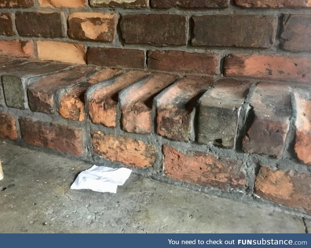 300 year old footrest in a bar, the bricks wore away faster than the mortar