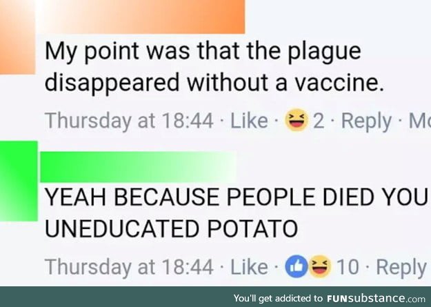 "Uneducated potato" is now the go-to reply to antivax arguments