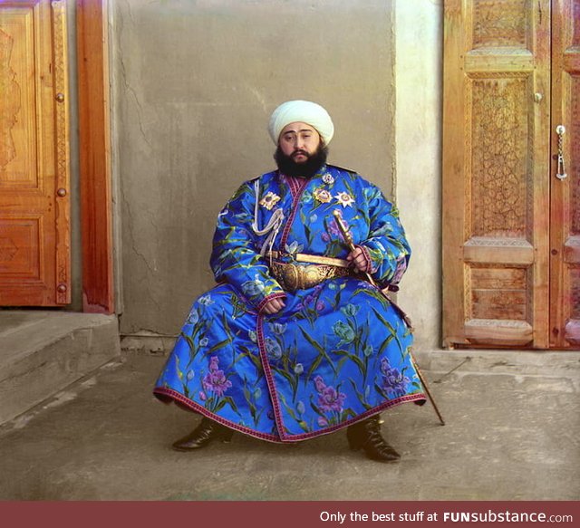The last Uzbek King, photographed using a very early color photo technique, 1911
