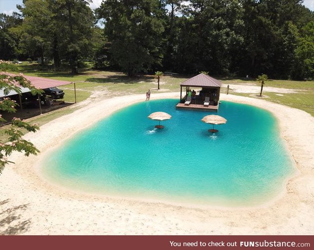 This man turned his backyard into a beach