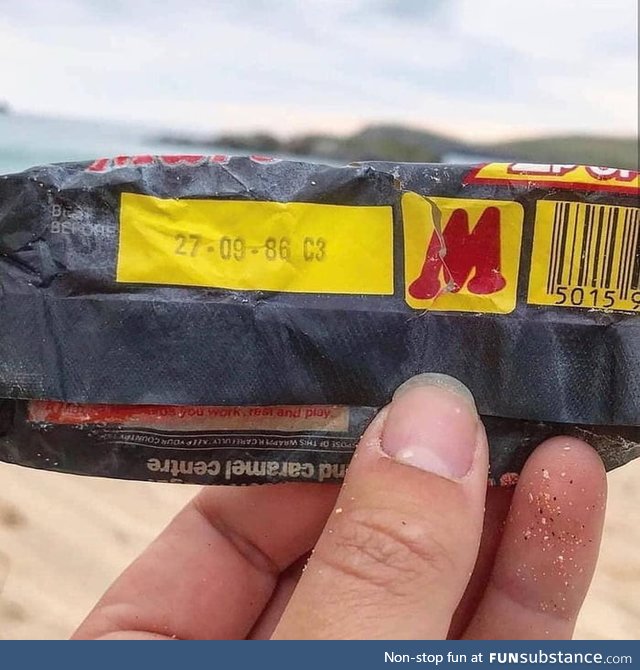 A 1986 Mars wrapper was found at the beach