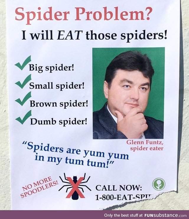 Spiders are yum yum in my tum tum!