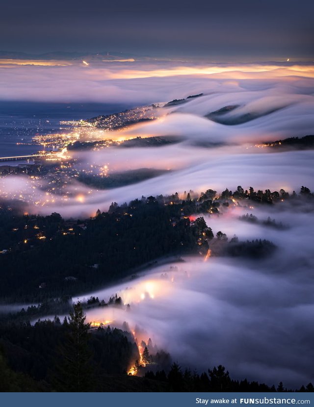 Fog rolls over the city of Marin. (Learning photography from YouTube and would appreciate