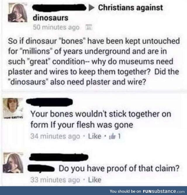 Christians against dinosaurs strikes again