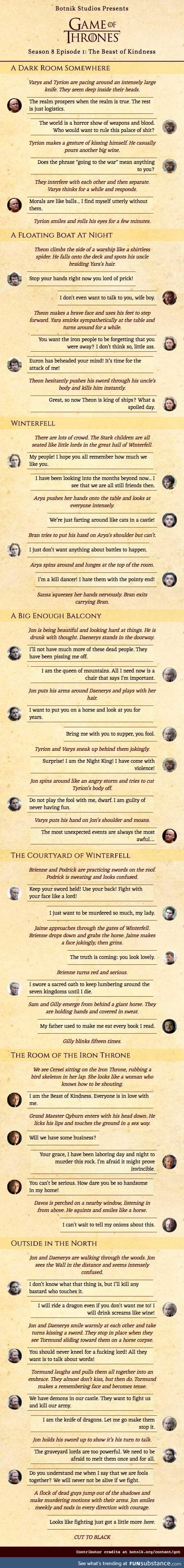 Game of Thrones Script by Botnik predictive keyboard (I can't wait to tell my onions)