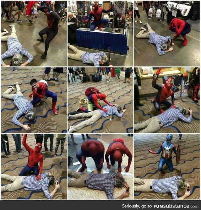 This guy went to ComicCon dressed as Uncle Ben and died in front of every Spider Man he