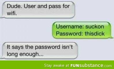 Password isn't long enough