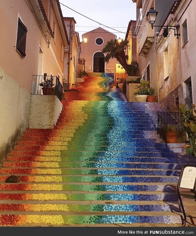 This rainbow staircase is neat