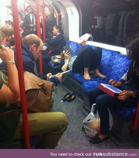 This woman was 'womanspreading' on the London Underground