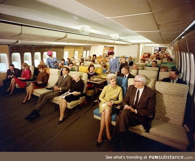 Economy class, PanAm flight in the 70's