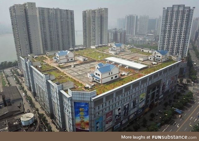Private houses on top of a Chinese mall