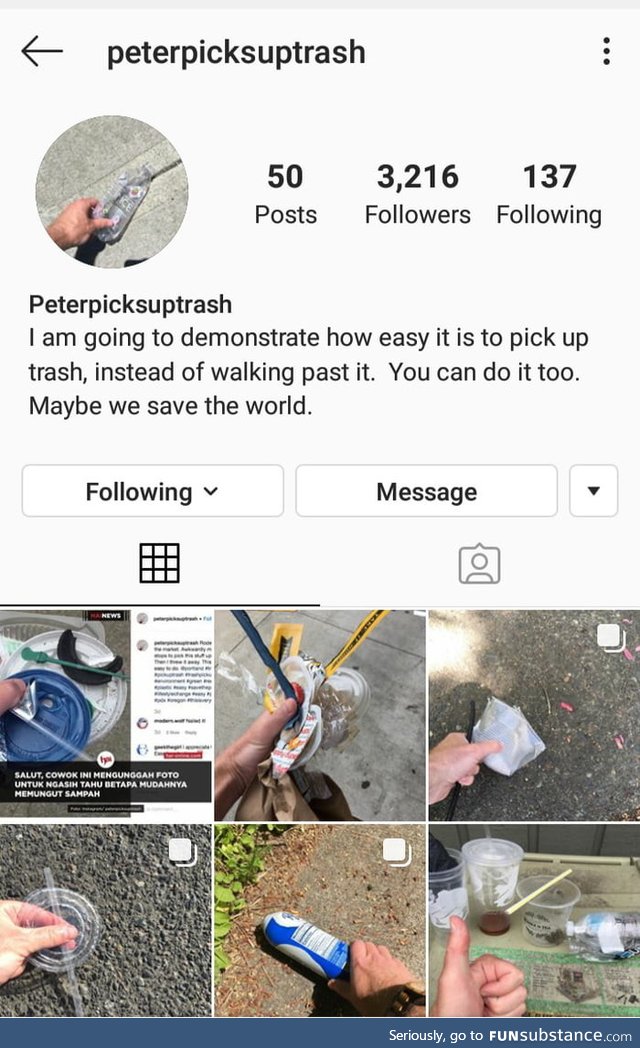 Man dedicates his Instagram account to picking up trash