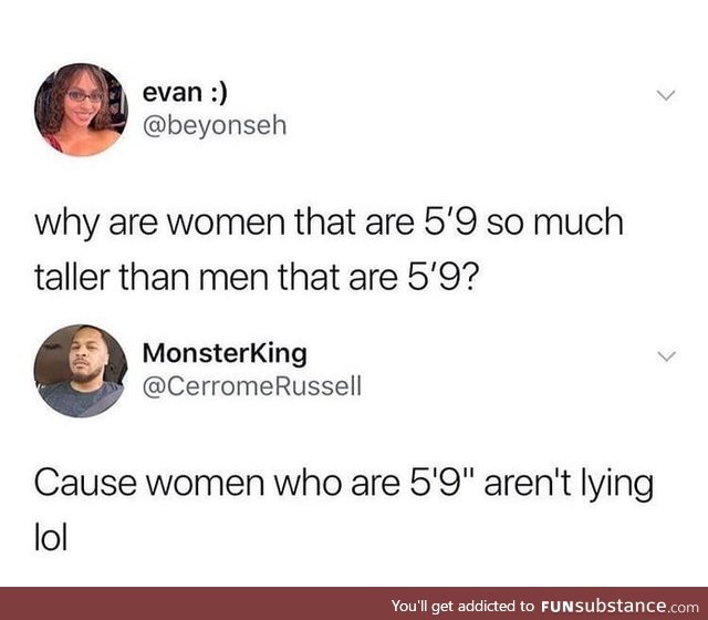 Guys always lying about height