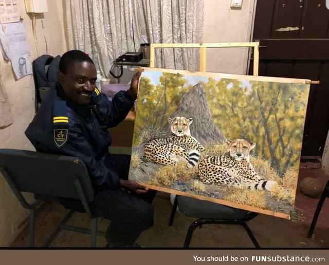 Just found out that my security guard Abram paints these wonderful paintings of wildlife