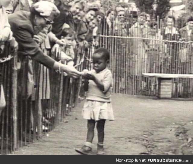 African girl was exhibited in a human zoo in Belgium- ( 1958 )
