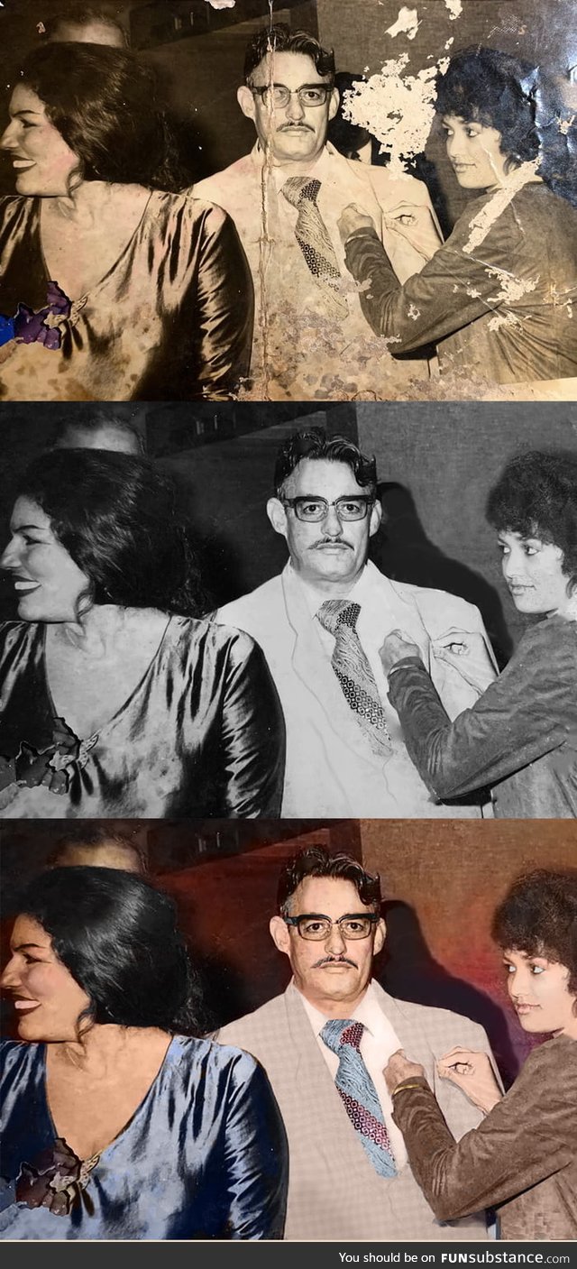 A friend asked me to try to restore a family photo, the photo was very damaged but at