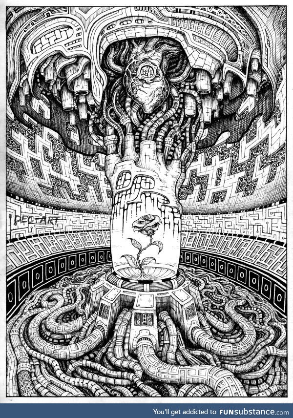 A drawing I made recently with ink liners. I named it "The Last Rose in the