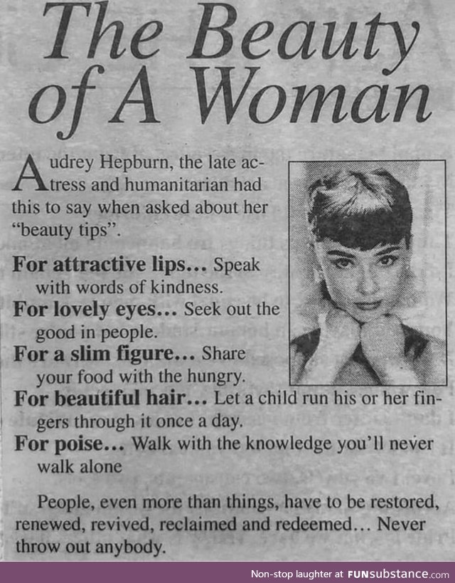 Audrey Hepburn's take on beauty is wholesome