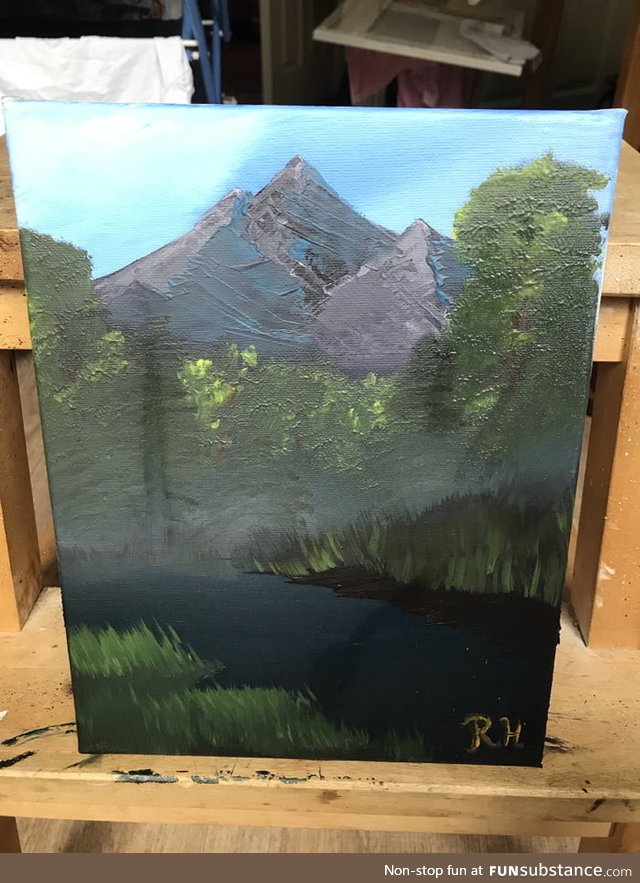 1st attempt at painting, thanks Bob Ross