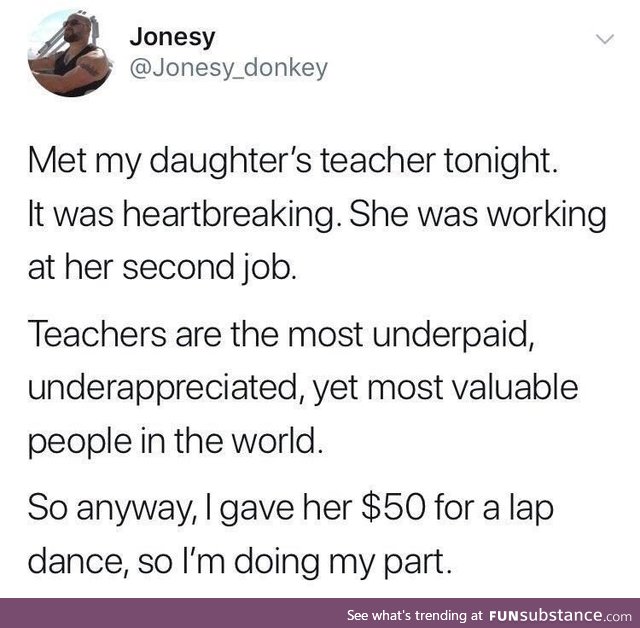 A kind soul, helping out a teacher in her time of need