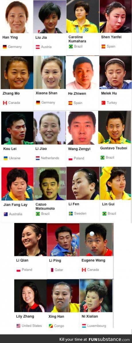 The amazing diversity in table tennis players around the world