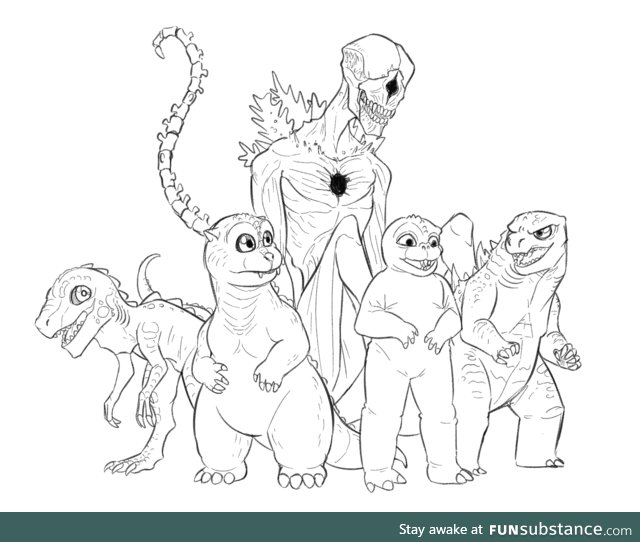Such a cute group of baby Godzillas
