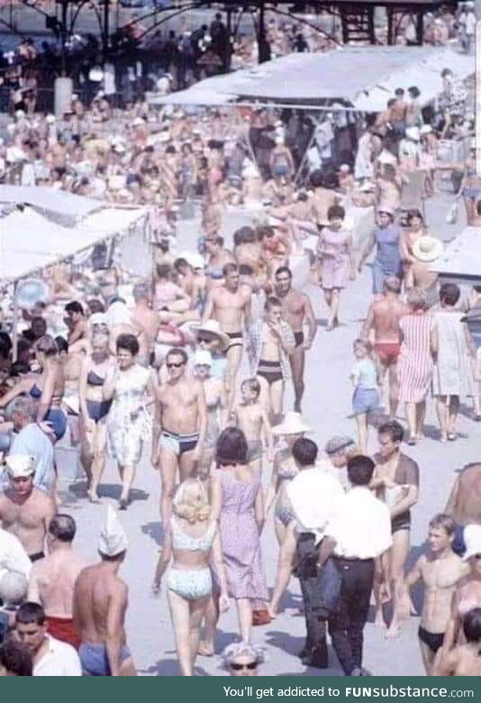 The beach in the '70, not one fat body. My, look how food industry detroyed us!
