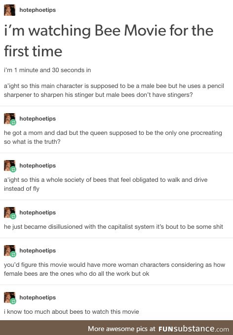 A bee keeper watches The Bee Movie