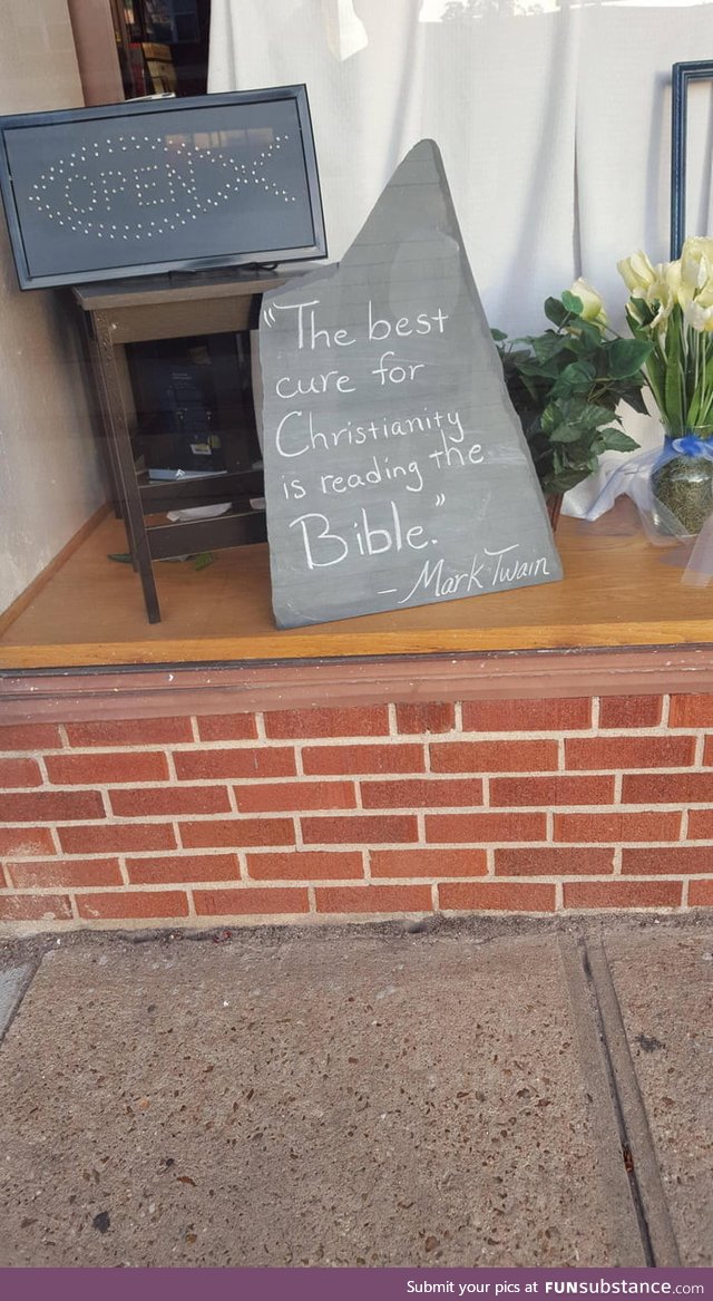 A bible store in Kansas has trouble understanding the meaning of this quote