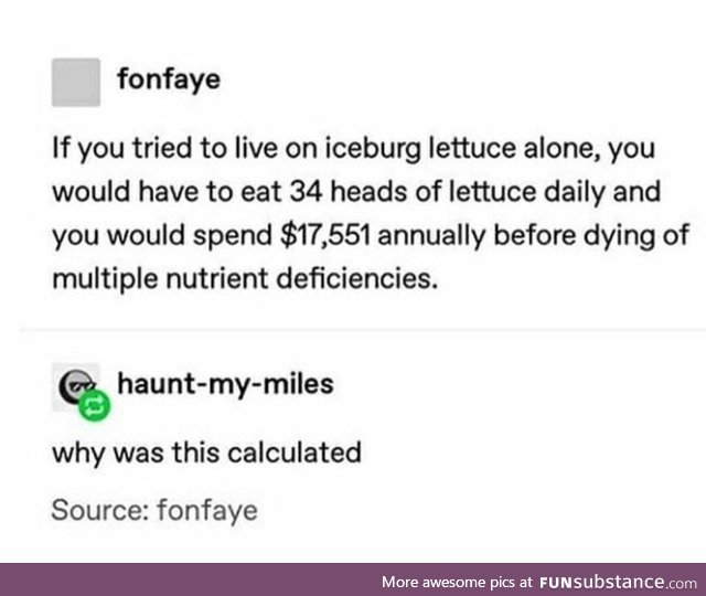 Living off lettuce