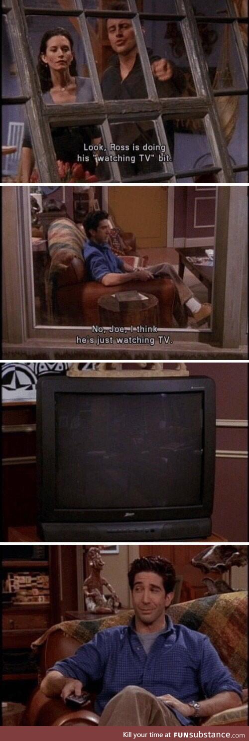 Ross watching TV