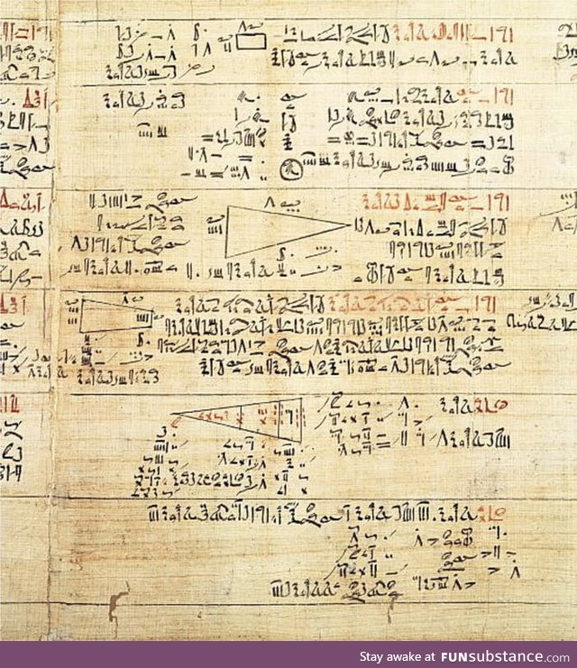Rhind Mathematical Papyrus, Egypt 15th c. BCE. Textbook, used by scribes to learn to
