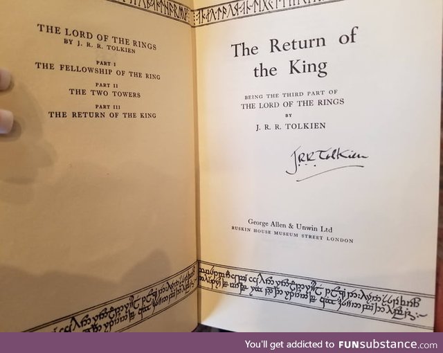 Went to a rare book store, and the owner is a huge Tolkien fan. This is a first edition