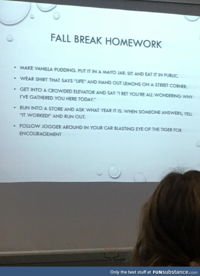 My teacher’s Fall Break Homework