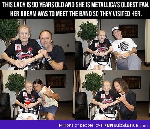 Metallica meetin their oldest fan