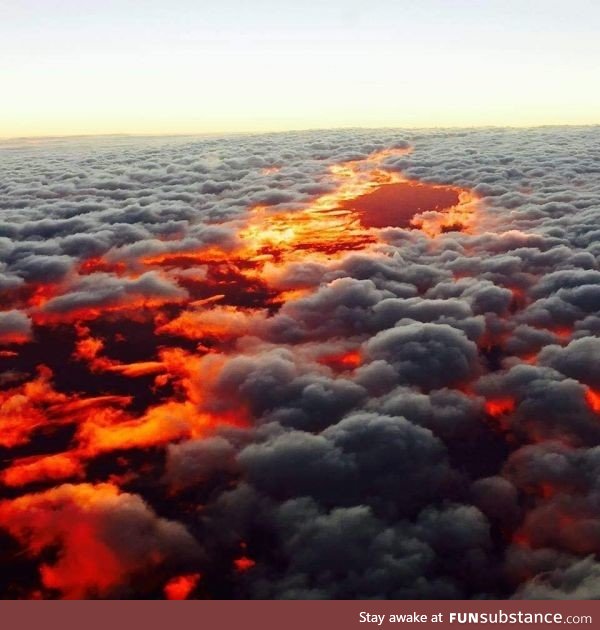 Sunset from above the clouds over Australia